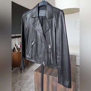 AllSaints Dałby Leather Biker Jacket black